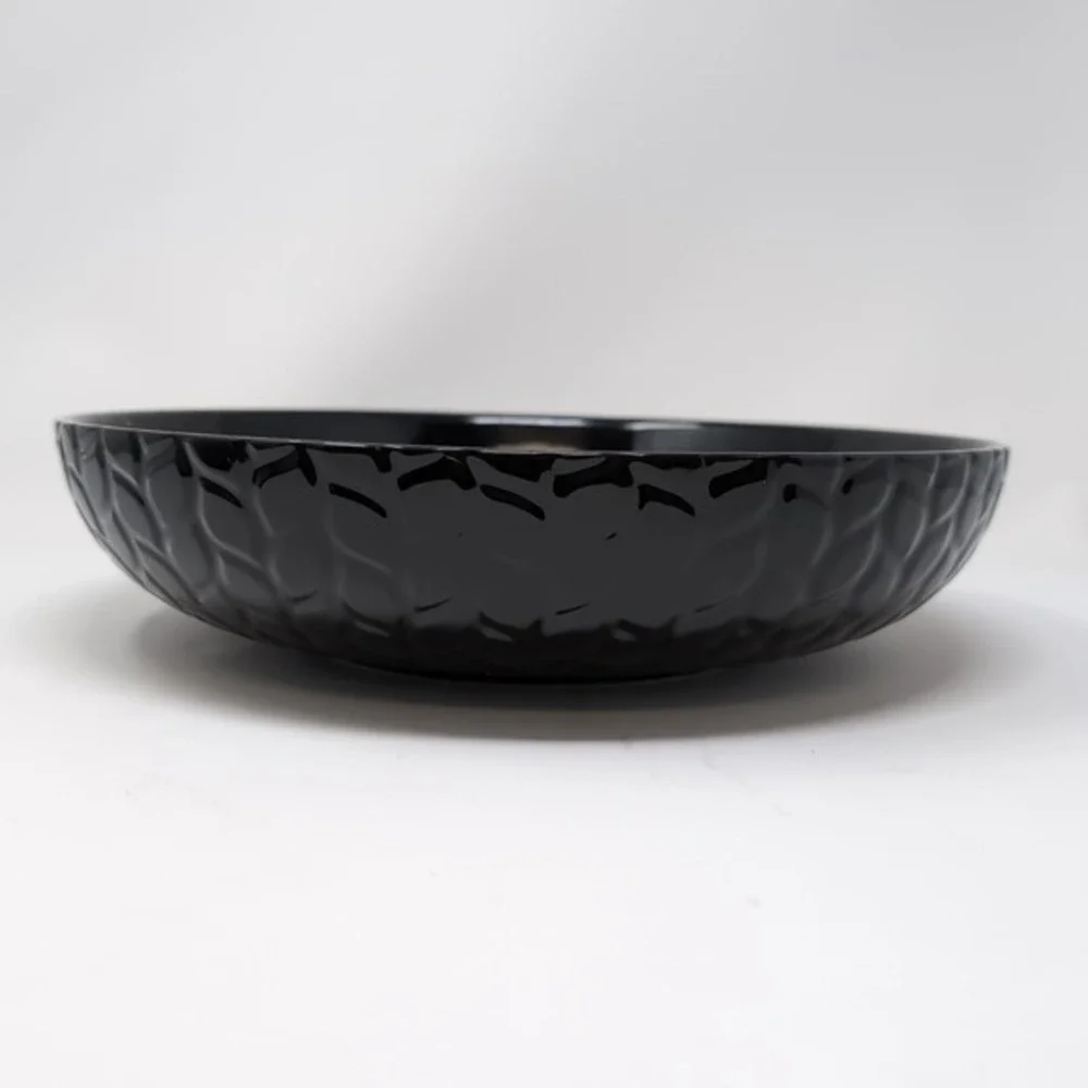 Temp-tations Ovenware Carved Willow 3-qt and 4-qt Ceramic Shallow Bowl Set Black